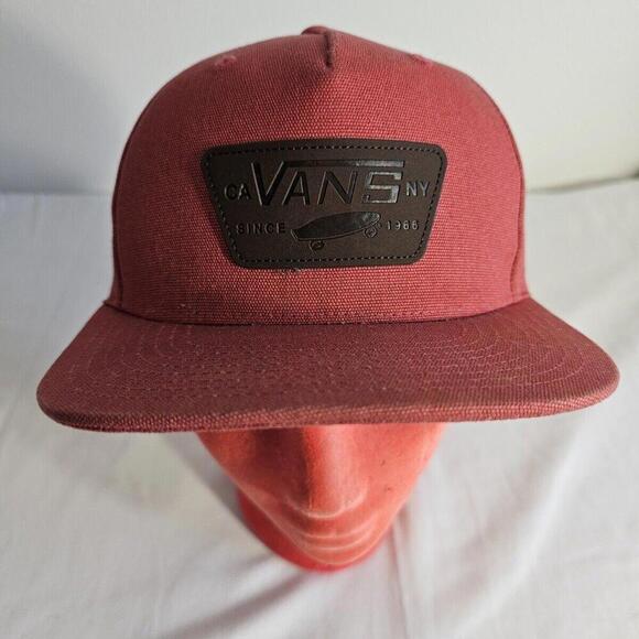Vans Full Leather Patch Snapback Hat Adjustable Baseball Cap. Skate - Picture 1 of 6